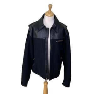 HARLEY -DAVIDSON Mens' Wool and Leather Trim Zip Up Motorcycle Jacket Size Large
